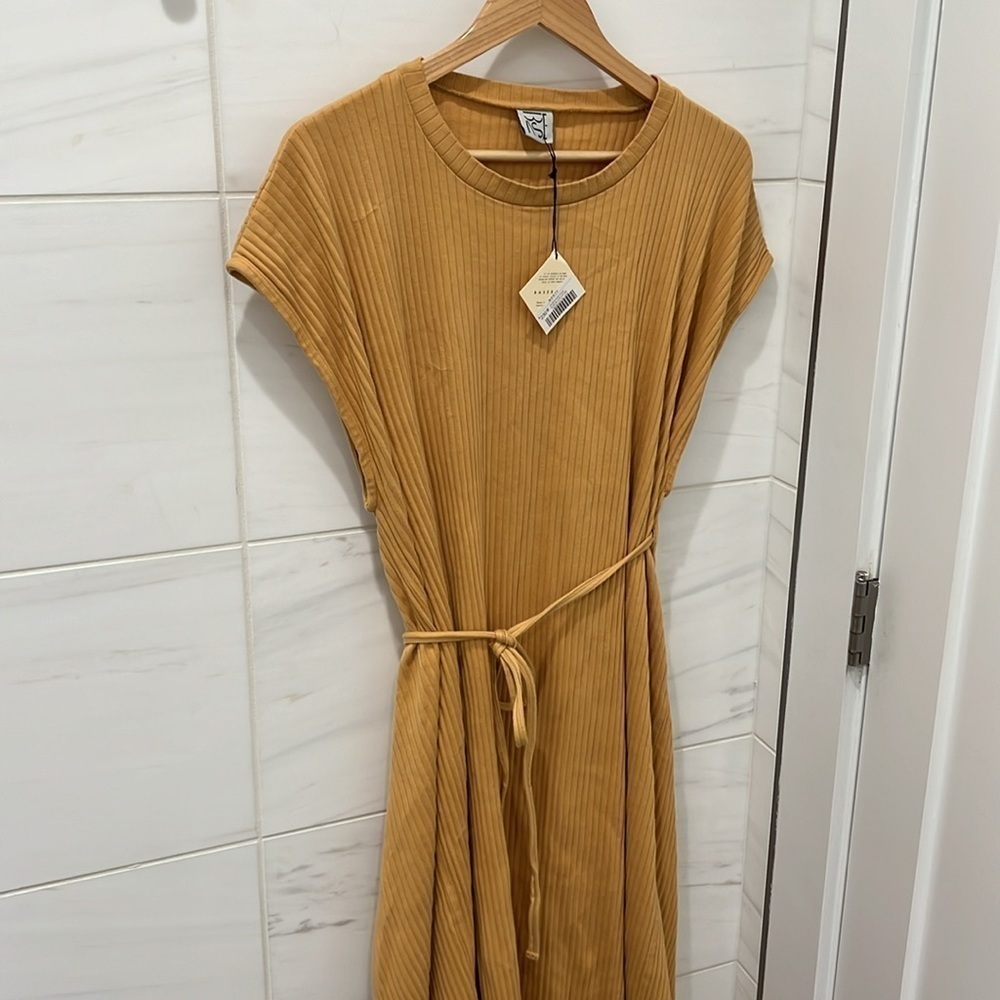 Baserange | Nwt Yellow Shaw Kaftan Sleeveless 100% Cotton Dress - Size Large — image 6 of 8